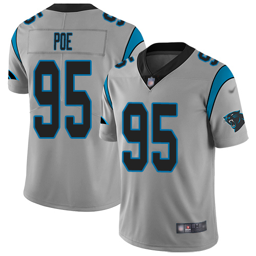 Carolina Panthers Limited Silver Youth Dontari Poe Jersey NFL Football #95 Inverted Legend->women nfl jersey->Women Jersey